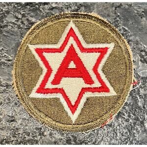 US 6TH Army Military Embroidered WWII Red "A" in Six Pointed Star 3" Vintage